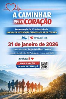 Cartaz do evento 2ª Caminhada / Corrida do Coração – UIC Covilhã 2026 “Caminhar pelo Coração”